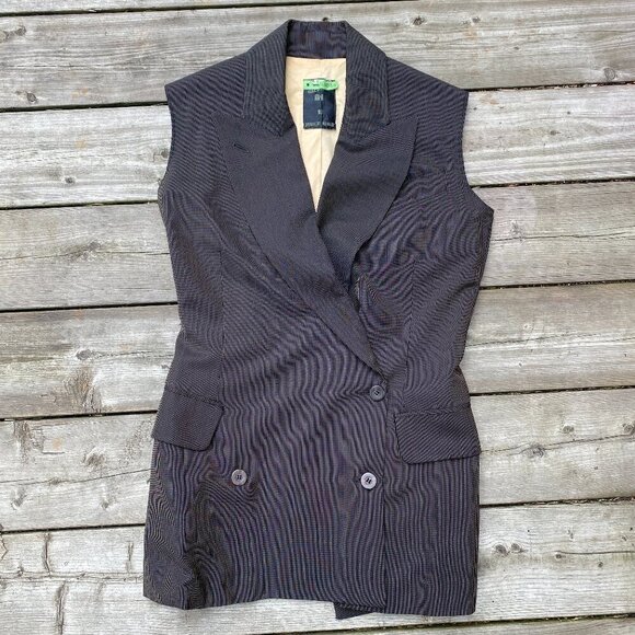 Vintage 1986 Jean Paul Gaultier Pinstriped Double-Breasted Waistcoat Size 40 - Picture 2 of 15